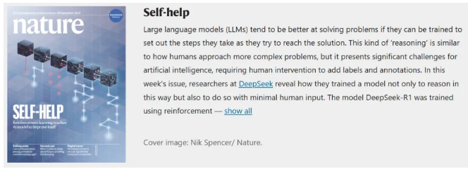 DeepSeek 论文登上 Nature 封面，AI 大模型首次通过同行评审